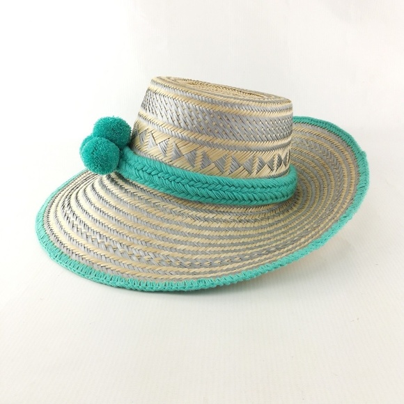 Handwoven Sun Hat with Pom Pom Hat Band 56cm main image 6